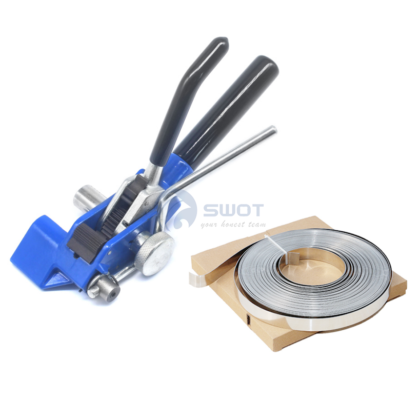 Stainless steel strapping and banding buckles belt tape 30M and fasten tool suit